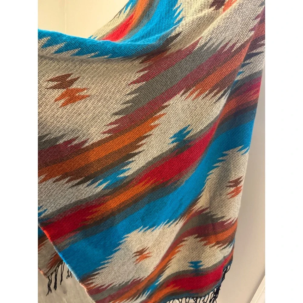 Rue21 etc. Southwestern Geometric Shawl Wrap Fringe Multi-Color OS